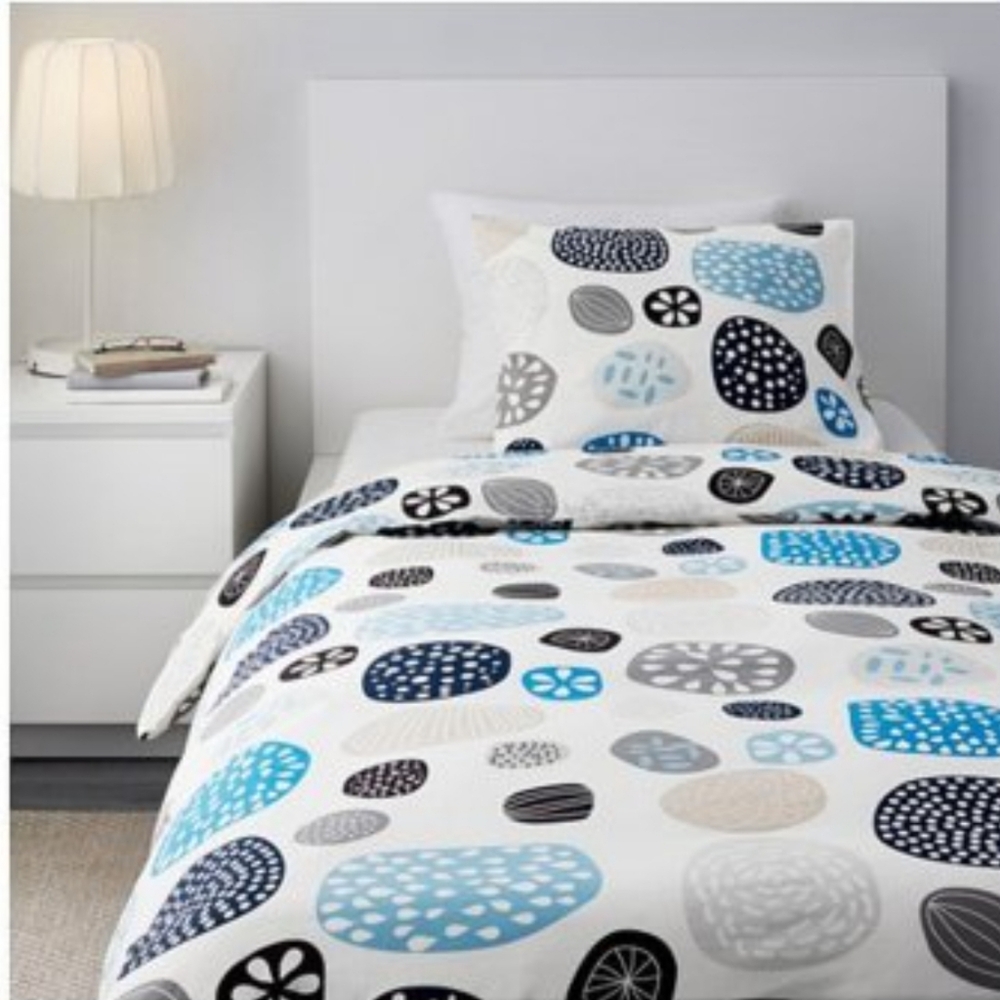 NEW IKEA Ringkrage TWIN Duvet COVER Pillowcase Set BLUE Multicolor